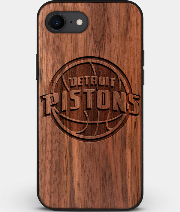 Best Custom Engraved Walnut Wood Detroit Pistons iPhone SE Case - Engraved In Nature