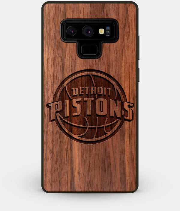 Best Custom Engraved Walnut Wood Detroit Pistons Note 9 Case - Engraved In Nature
