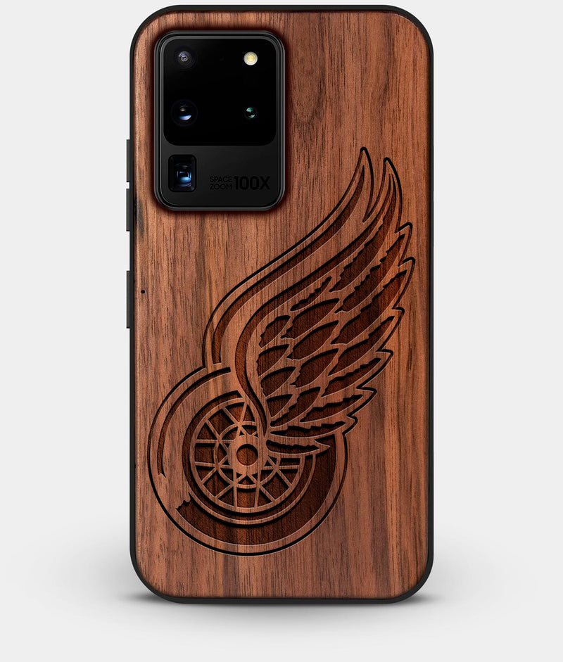 Best Custom Engraved Walnut Wood Detroit Red Wings Galaxy S20 Ultra Case - Engraved In Nature
