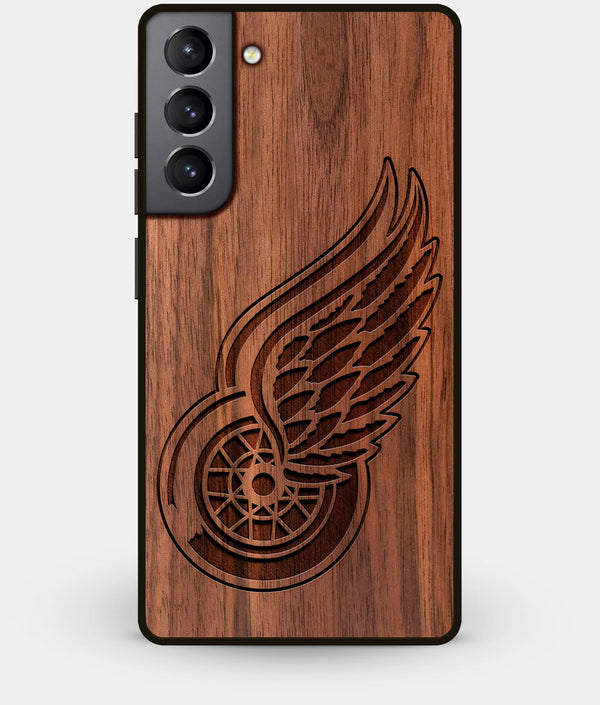 Best Walnut Wood Detroit Red Wings Galaxy S21 Case - Custom Engraved Cover - Engraved In Nature