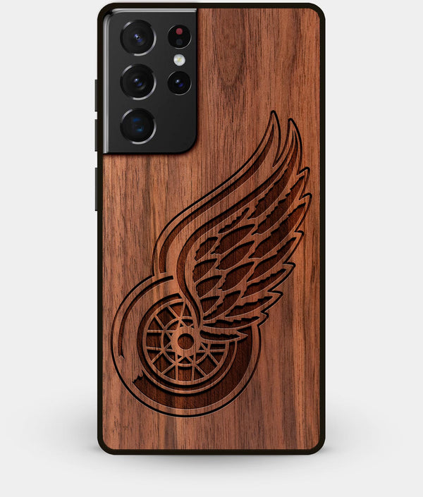Best Walnut Wood Detroit Red Wings Galaxy S21 Ultra Case - Custom Engraved Cover - Engraved In Nature
