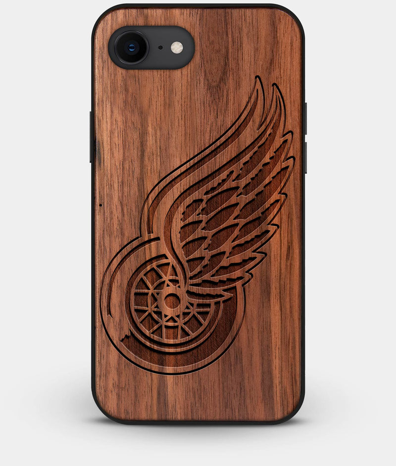Best Custom Engraved Walnut Wood Detroit Red Wings iPhone 8 Case - Engraved In Nature