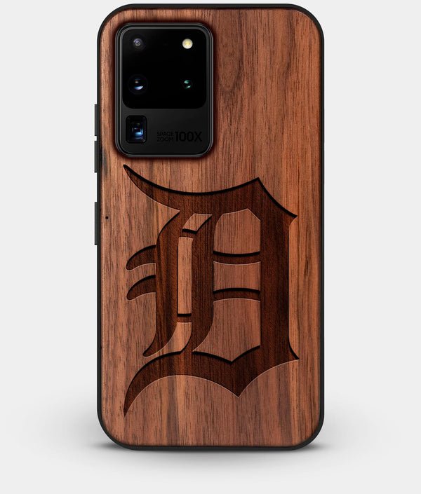 Best Custom Engraved Walnut Wood Detroit Tigers Galaxy S20 Ultra Case - Engraved In Nature