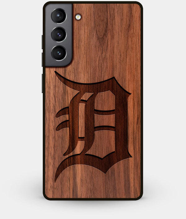 Best Walnut Wood Detroit Tigers Galaxy S21 Case - Custom Engraved Cover - Engraved In Nature