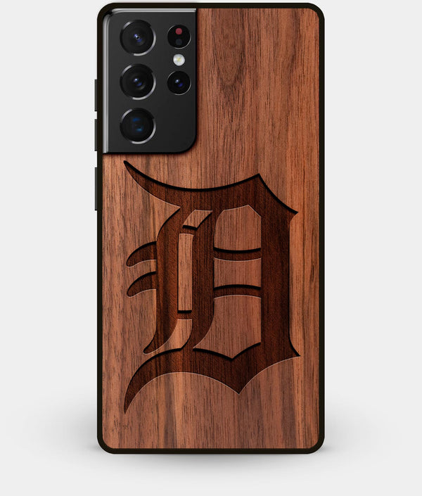 Best Walnut Wood Detroit Tigers Galaxy S21 Ultra Case - Custom Engraved Cover - Engraved In Nature
