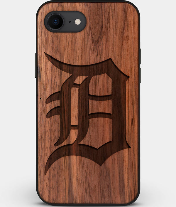 Best Custom Engraved Walnut Wood Detroit Tigers iPhone SE Case - Engraved In Nature