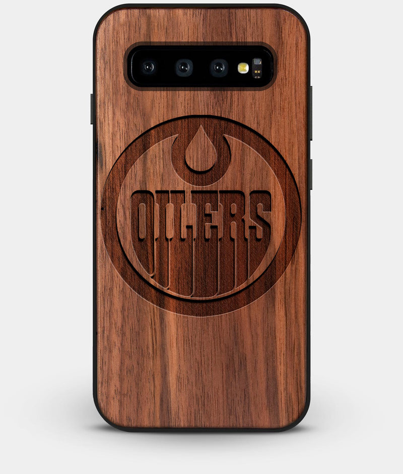 Best Custom Engraved Walnut Wood Edmonton Oilers Galaxy S10 Plus Case - Engraved In Nature