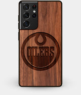 Best Walnut Wood Edmonton Oilers Galaxy S21 Ultra Case - Custom Engraved Cover - Engraved In Nature