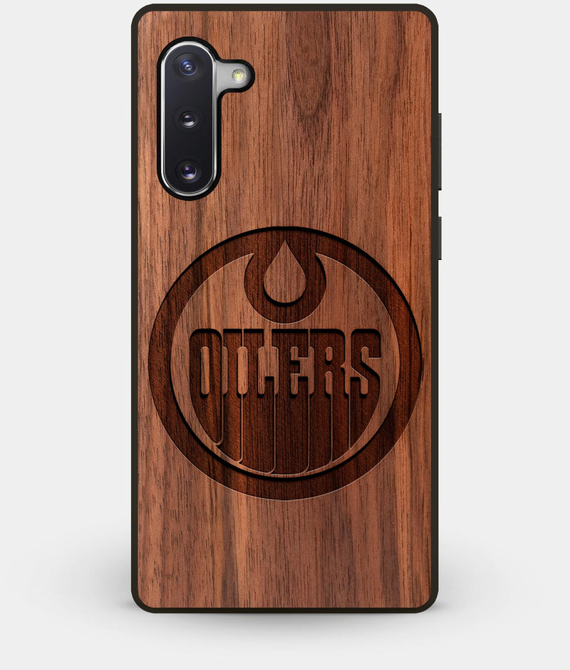 Best Custom Engraved Walnut Wood Edmonton Oilers Note 10 Case - Engraved In Nature