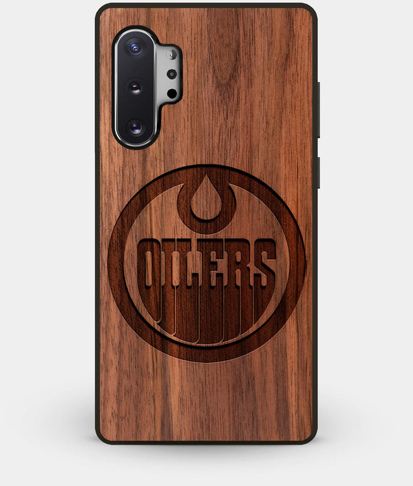 Best Custom Engraved Walnut Wood Edmonton Oilers Note 10 Plus Case - Engraved In Nature