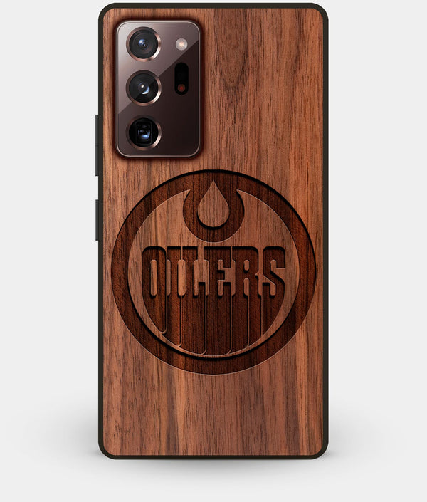 Best Custom Engraved Walnut Wood Edmonton Oilers Note 20 Ultra Case - Engraved In Nature