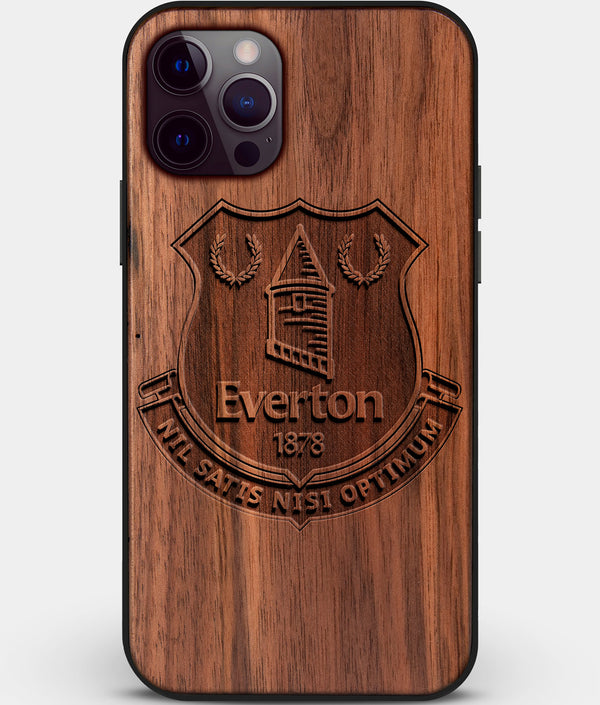 Custom Carved Wood Everton F.C. iPhone 12 Pro Case | Personalized Walnut Wood Everton F.C. Cover, Birthday Gift, Gifts For Him, Monogrammed Gift For Fan | by Engraved In Nature