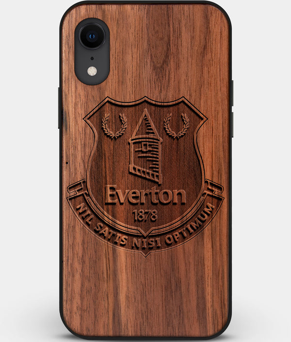 Custom Carved Wood Everton F.C. iPhone XR Case | Personalized Walnut Wood Everton F.C. Cover, Birthday Gift, Gifts For Him, Monogrammed Gift For Fan | by Engraved In Nature