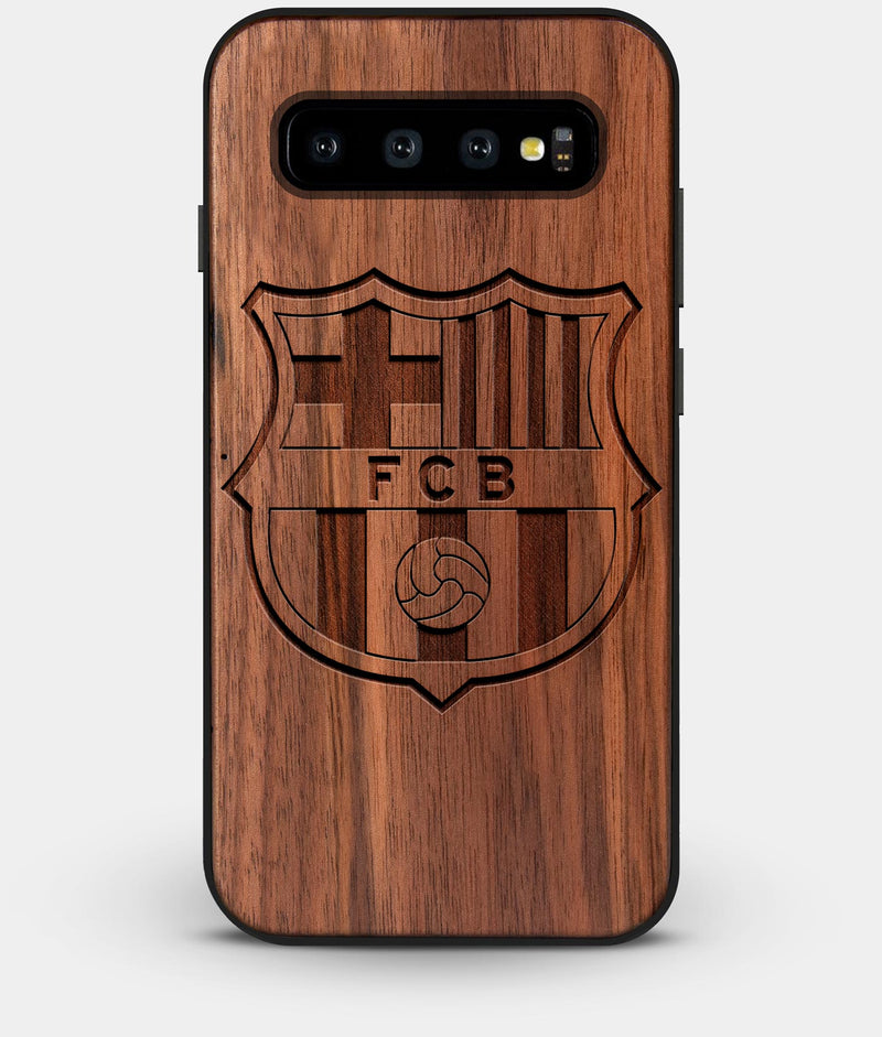 Best Custom Engraved Walnut Wood FC Barcelona Galaxy S10 Case - Engraved In Nature