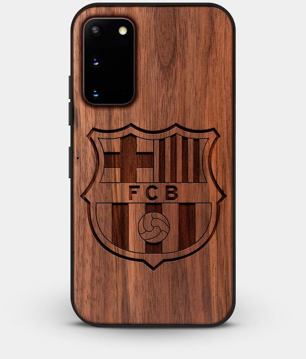 Best Walnut Wood FC Barcelona Galaxy S20 FE Case - Custom Engraved Cover - Engraved In Nature