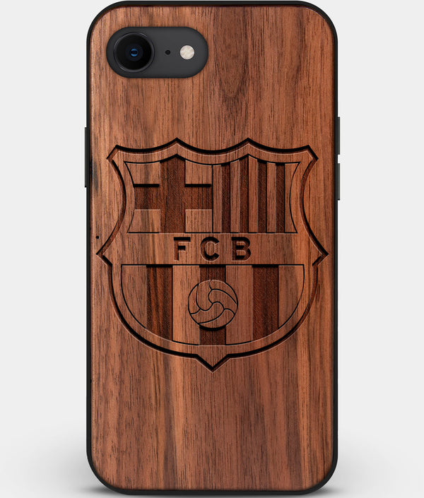 Best Custom Engraved Walnut Wood FC Barcelona iPhone SE Case - Engraved In Nature