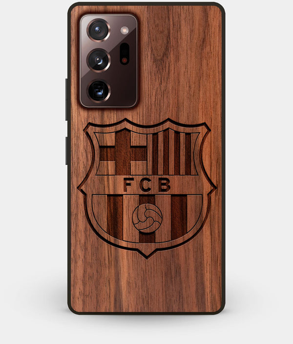 Best Custom Engraved Walnut Wood FC Barcelona Note 20 Ultra Case - Engraved In Nature