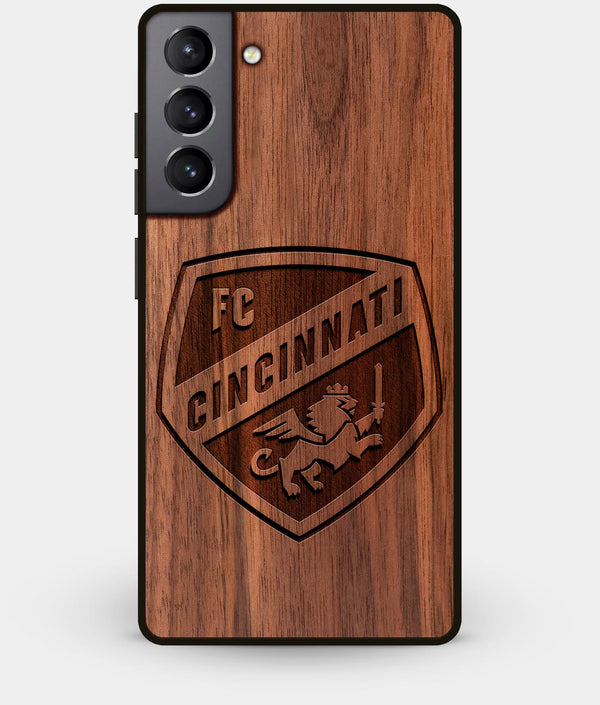 Best Walnut Wood FC Cincinnati Galaxy S21 Case - Custom Engraved Cover - Engraved In Nature