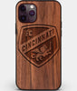 Custom Carved Wood FC Cincinnati iPhone 11 Pro Case | Personalized Walnut Wood FC Cincinnati Cover, Birthday Gift, Gifts For Him, Monogrammed Gift For Fan | by Engraved In Nature