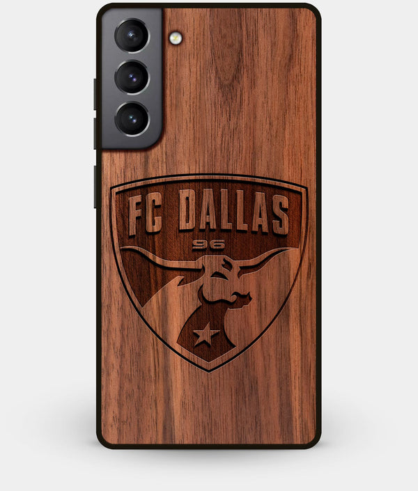 Best Walnut Wood FC Dallas Galaxy S21 Case - Custom Engraved Cover - Engraved In Nature