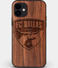Custom Carved Wood FC Dallas iPhone 11 Case | Personalized Walnut Wood FC Dallas Cover, Birthday Gift, Gifts For Him, Monogrammed Gift For Fan | by Engraved In Nature