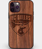 Custom Carved Wood FC Dallas iPhone 11 Pro Max Case | Personalized Walnut Wood FC Dallas Cover, Birthday Gift, Gifts For Him, Monogrammed Gift For Fan | by Engraved In Nature