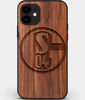Custom Carved Wood FC Schalke 04 iPhone 11 Case | Personalized Walnut Wood FC Schalke 04 Cover, Birthday Gift, Gifts For Him, Monogrammed Gift For Fan | by Engraved In Nature