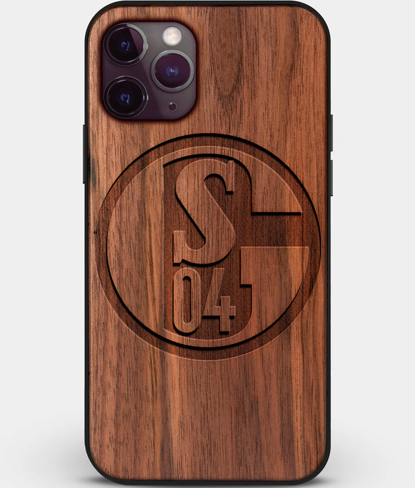 Custom Carved Wood FC Schalke 04 iPhone 11 Pro Case | Personalized Walnut Wood FC Schalke 04 Cover, Birthday Gift, Gifts For Him, Monogrammed Gift For Fan | by Engraved In Nature