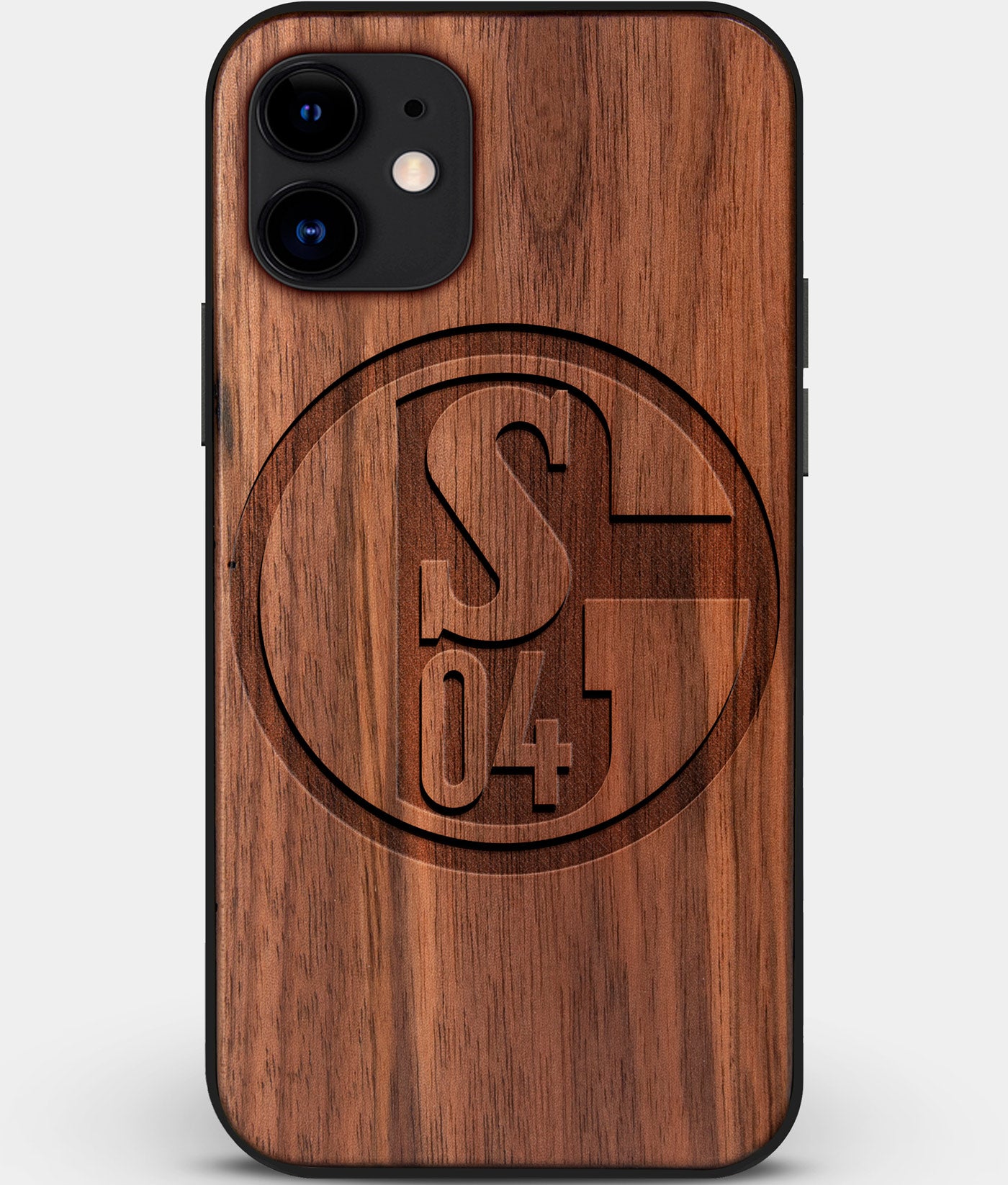 Custom Carved Wood FC Schalke 04 iPhone 12 Mini Case | Personalized Walnut Wood FC Schalke 04 Cover, Birthday Gift, Gifts For Him, Monogrammed Gift For Fan | by Engraved In Nature