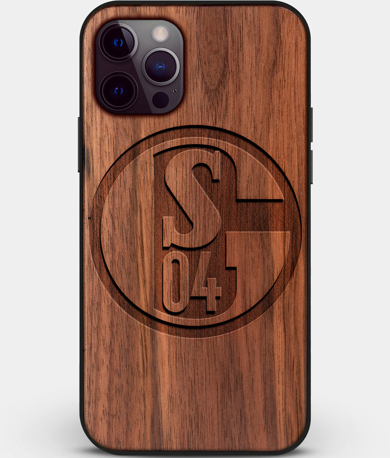 Custom Carved Wood FC Schalke 04 iPhone 12 Pro Case | Personalized Walnut Wood FC Schalke 04 Cover, Birthday Gift, Gifts For Him, Monogrammed Gift For Fan | by Engraved In Nature