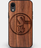 Custom Carved Wood FC Schalke 04 iPhone XR Case | Personalized Walnut Wood FC Schalke 04 Cover, Birthday Gift, Gifts For Him, Monogrammed Gift For Fan | by Engraved In Nature