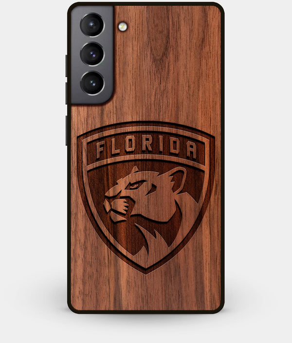 Best Walnut Wood Florida Panthers Galaxy S21 Case - Custom Engraved Cover - Engraved In Nature