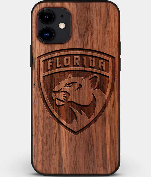 Custom Carved Wood Florida Panthers iPhone 12 Case | Personalized Walnut Wood Florida Panthers Cover, Birthday Gift, Gifts For Him, Monogrammed Gift For Fan | by Engraved In Nature