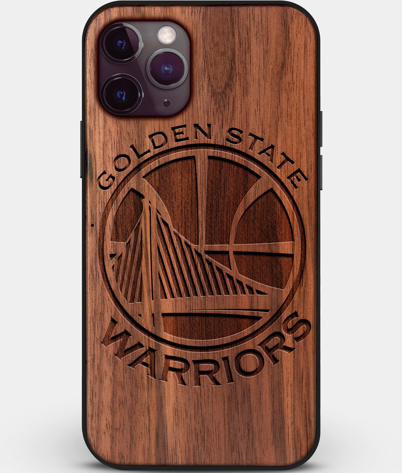 Custom Carved Wood Golden State Warriors iPhone 11 Pro Case | Personalized Walnut Wood Golden State Warriors Cover, Birthday Gift, Gifts For Him, Monogrammed Gift For Fan | by Engraved In Nature