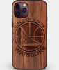 Custom Carved Wood Golden State Warriors iPhone 11 Pro Max Case | Personalized Walnut Wood Golden State Warriors Cover, Birthday Gift, Gifts For Him, Monogrammed Gift For Fan | by Engraved In Nature