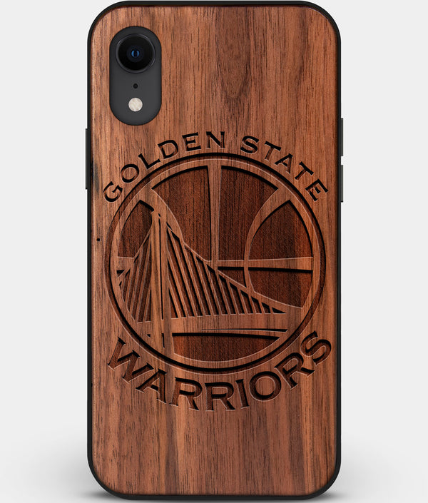 Custom Carved Wood Golden State Warriors iPhone XR Case | Personalized Walnut Wood Golden State Warriors Cover, Birthday Gift, Gifts For Him, Monogrammed Gift For Fan | by Engraved In Nature