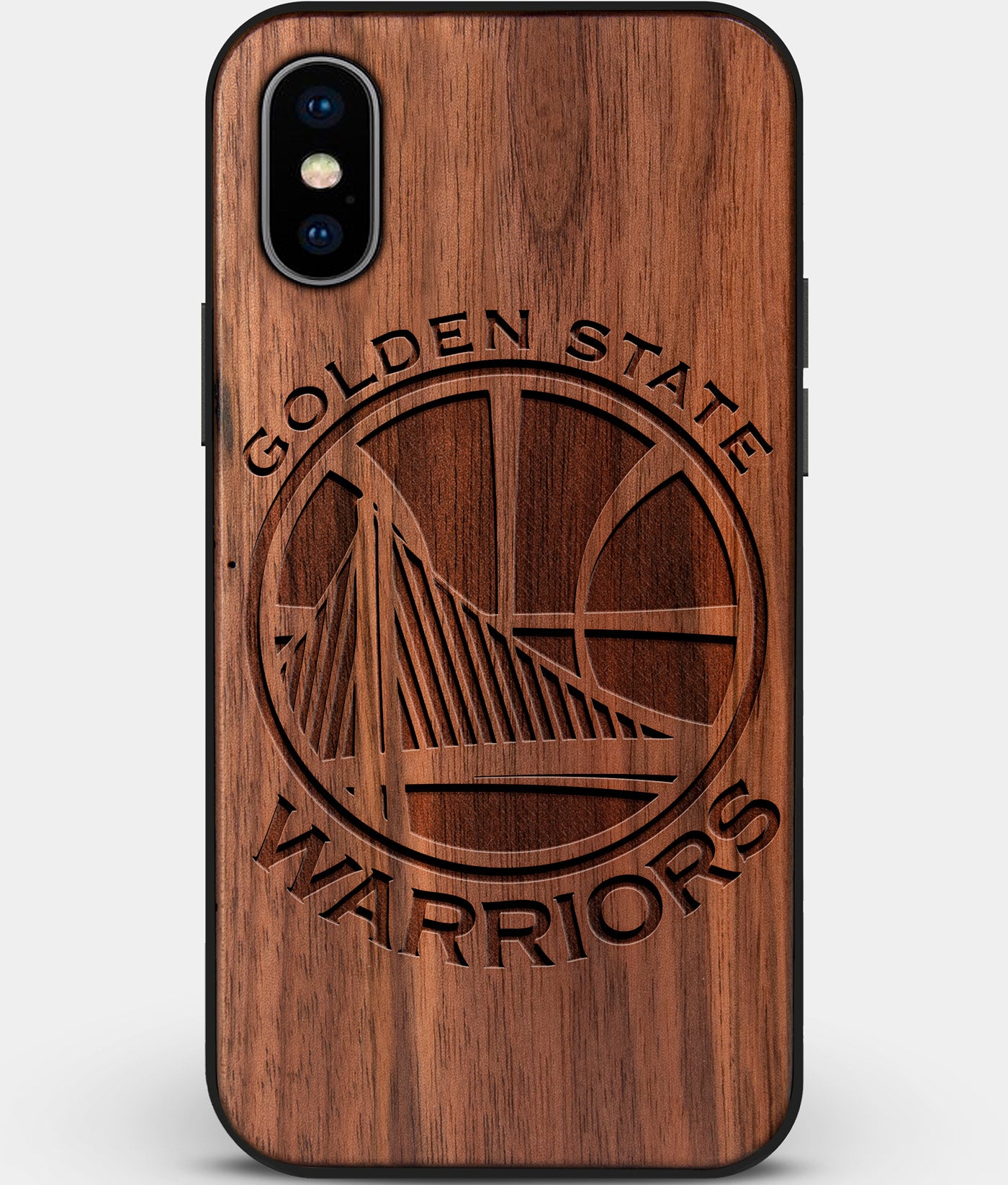 Custom Carved Wood Golden State Warriors iPhone X/XS Case | Personalized Walnut Wood Golden State Warriors Cover, Birthday Gift, Gifts For Him, Monogrammed Gift For Fan | by Engraved In Nature