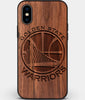 Custom Carved Wood Golden State Warriors iPhone XS Max Case | Personalized Walnut Wood Golden State Warriors Cover, Birthday Gift, Gifts For Him, Monogrammed Gift For Fan | by Engraved In Nature