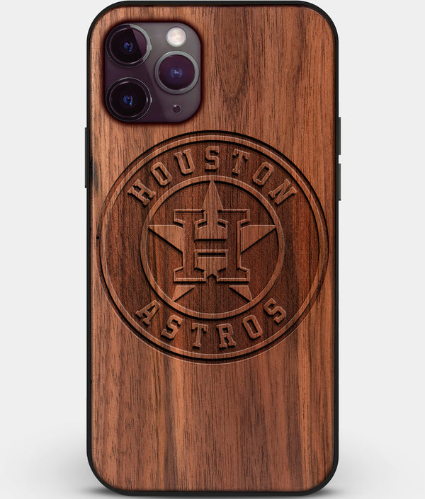Custom Carved Wood Houston Astros iPhone 11 Pro Max Case | Personalized Walnut Wood Houston Astros Cover, Birthday Gift, Gifts For Him, Monogrammed Gift For Fan | by Engraved In Nature
