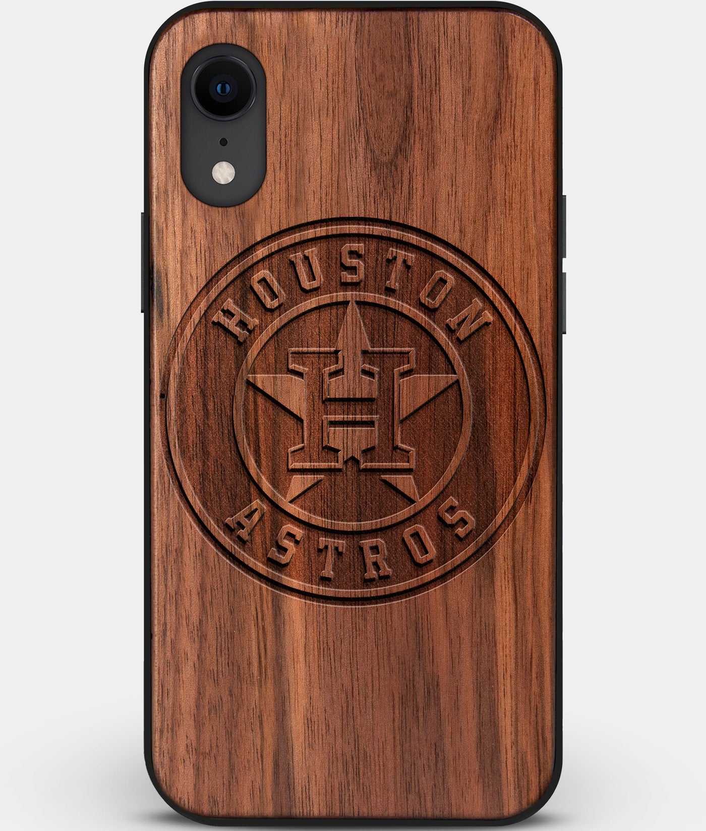 Custom Carved Wood Houston Astros iPhone XR Case | Personalized Walnut Wood Houston Astros Cover, Birthday Gift, Gifts For Him, Monogrammed Gift For Fan | by Engraved In Nature