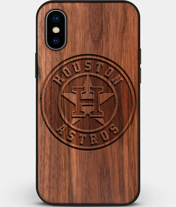 Custom Carved Wood Houston Astros iPhone XS Max Case | Personalized Walnut Wood Houston Astros Cover, Birthday Gift, Gifts For Him, Monogrammed Gift For Fan | by Engraved In Nature