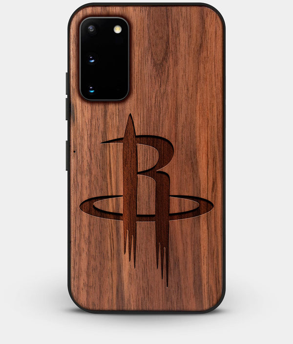 Best Walnut Wood Houston Rockets Galaxy S20 FE Case - Custom Engraved Cover - Engraved In Nature