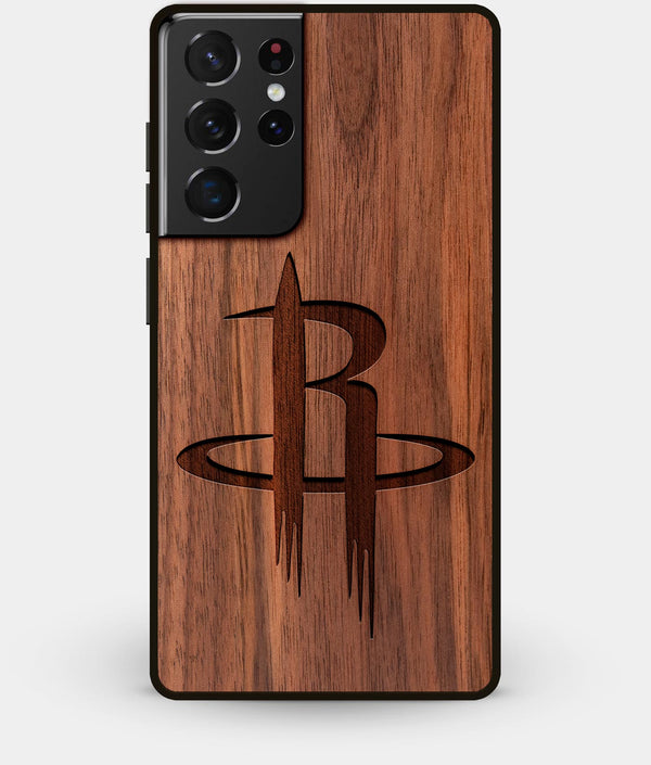 Best Walnut Wood Houston Rockets Galaxy S21 Ultra Case - Custom Engraved Cover - Engraved In Nature