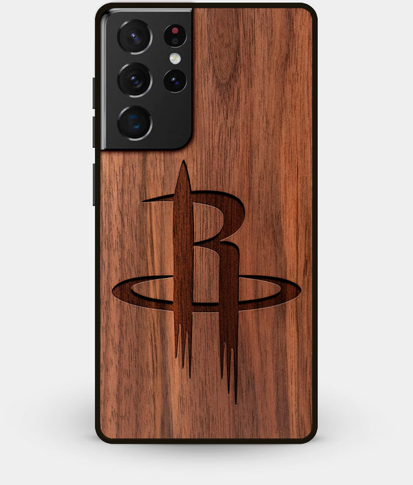 Best Walnut Wood Houston Rockets Galaxy S21 Ultra Case - Custom Engraved Cover - Engraved In Nature