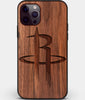 Custom Carved Wood Houston Rockets iPhone 12 Pro Max Case | Personalized Walnut Wood Houston Rockets Cover, Birthday Gift, Gifts For Him, Monogrammed Gift For Fan | by Engraved In Nature