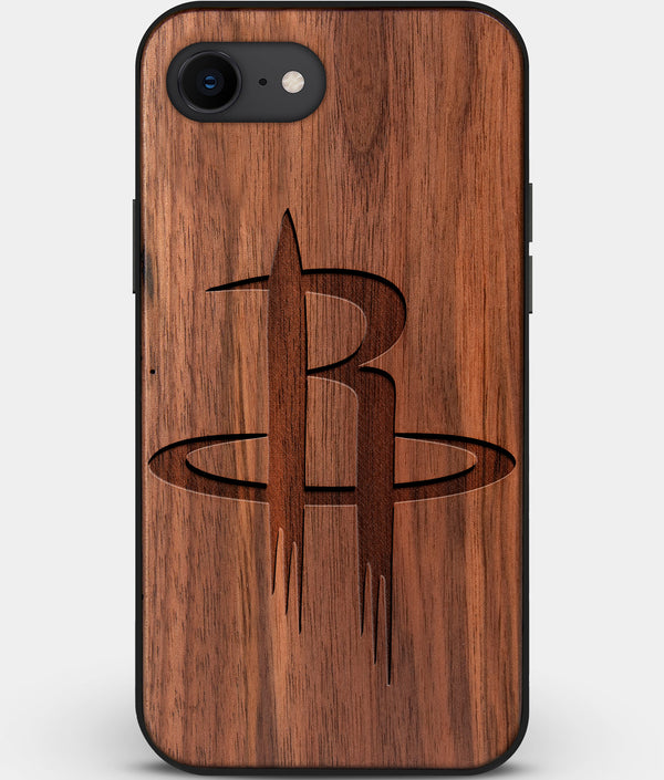 Best Custom Engraved Walnut Wood Houston Rockets iPhone SE Case - Engraved In Nature