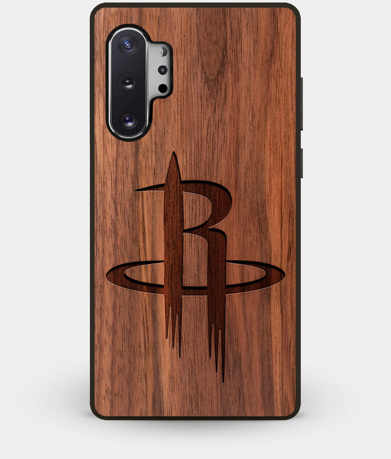 Best Custom Engraved Walnut Wood Houston Rockets Note 10 Plus Case - Engraved In Nature