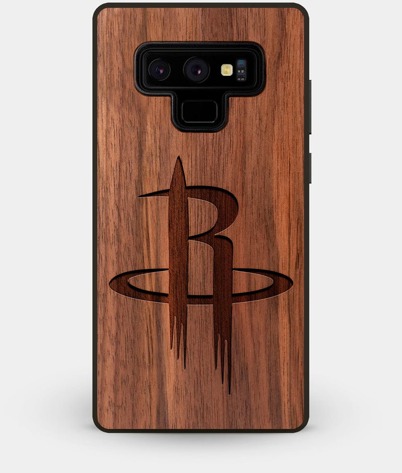 Best Custom Engraved Walnut Wood Houston Rockets Note 9 Case - Engraved In Nature