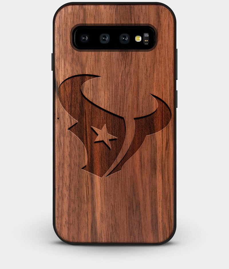 Best Custom Engraved Walnut Wood Houston Texans Galaxy S10 Plus Case - Engraved In Nature