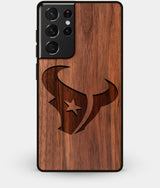Best Walnut Wood Houston Texans Galaxy S21 Ultra Case - Custom Engraved Cover - Engraved In Nature